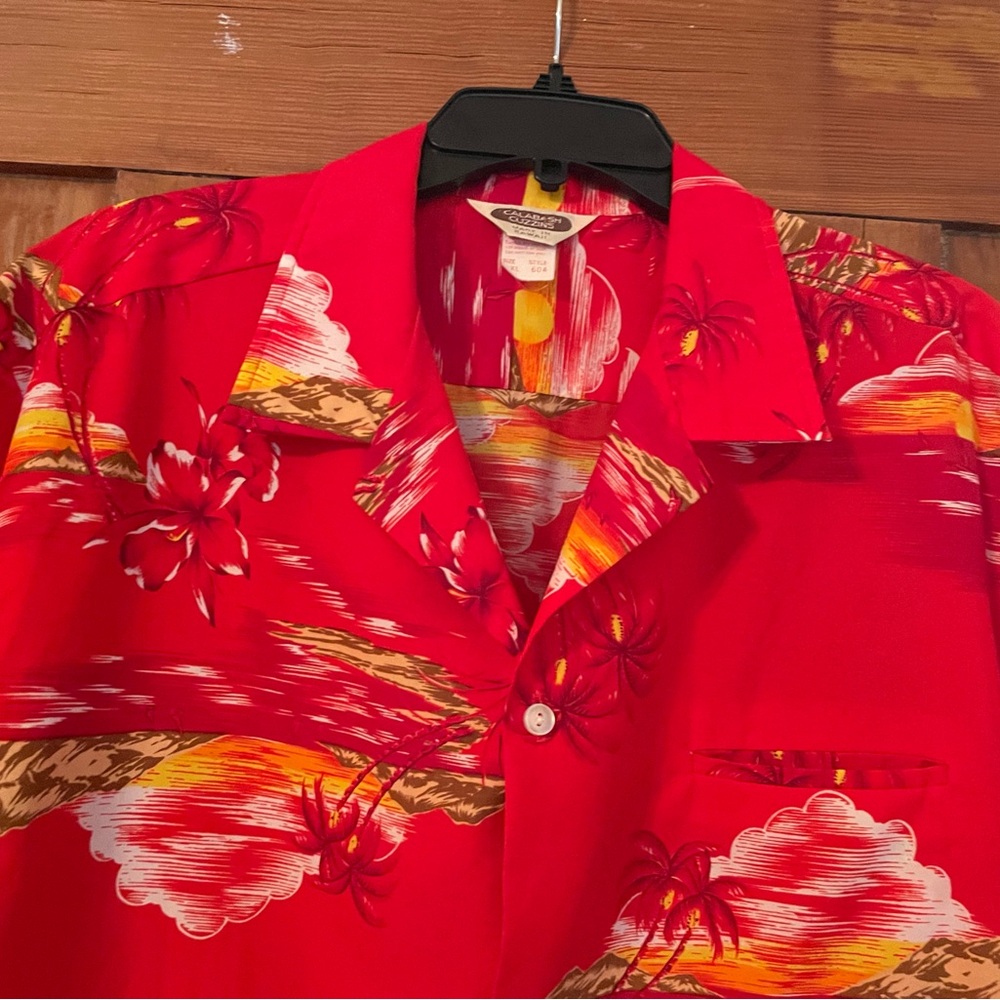 Vintage Calabash Cuzzins Red Yellow Orange Hawaii Shirt Size XL - Picture 2 of 6
